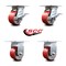 Service Caster 4 Inch Red Poly on Cast Iron Caster Set with Roller Bearing 2 Brakes 2 Rigid SCC-35S420-PUR-RS-SLB-2-R-2 - alternate 4